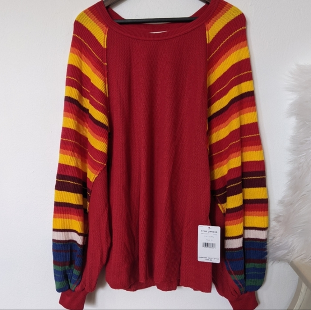 NWT Free People Red Combo top Bohemian Top Sizes M